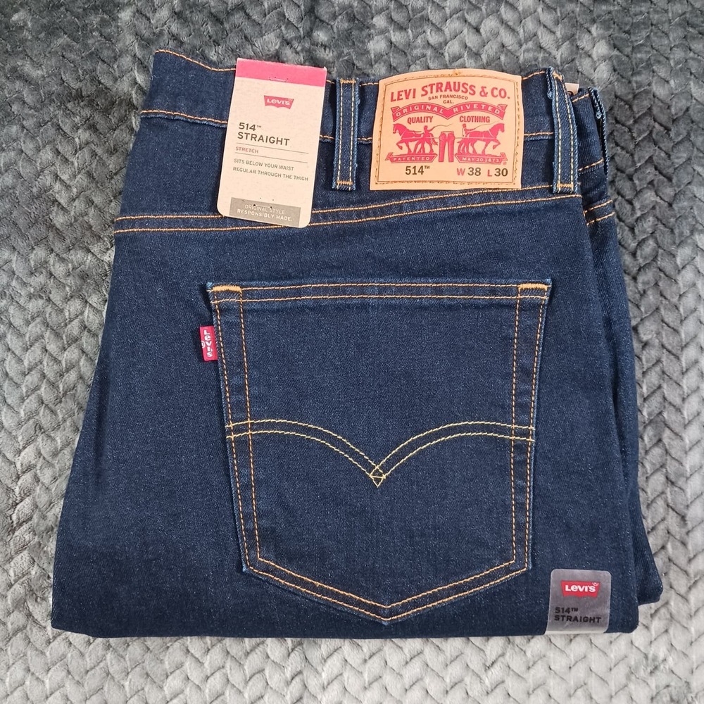 Levi's 514 Jeans Men's Straight Fit Stretch Blue Denim Size 38x30 - Picture 1 of 16
